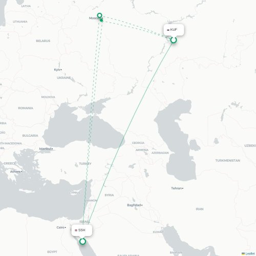 Mapa de vuelo directo Samara - Sharm el-Sheij