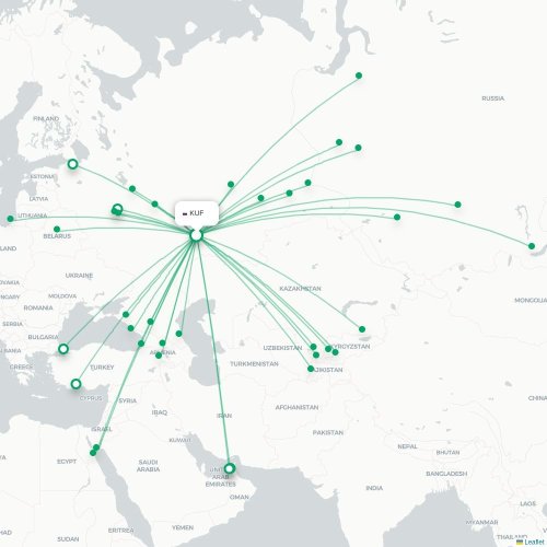 Mapa de vuelo directo Samara - Sarátov