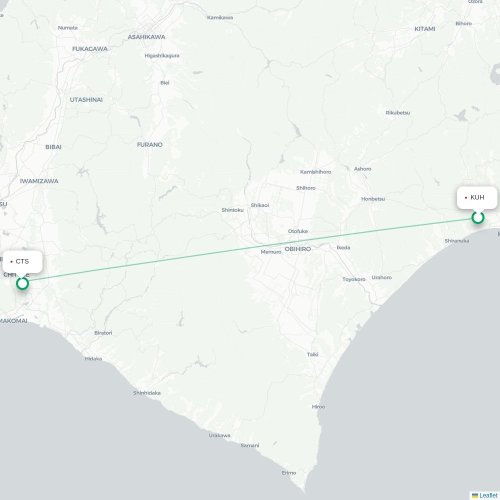Mapa lotu bezpośredniego Kushiro – Sapporo