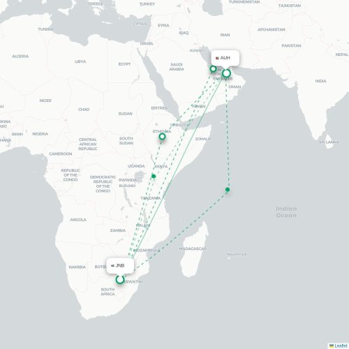 Mapa lotu bezpośredniego Kuala Lumpur – Abu Zabi