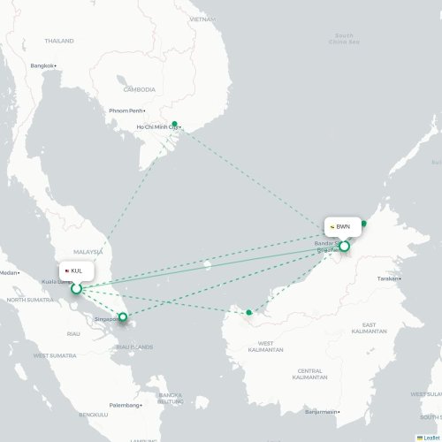 Kuala Lumpur - Bandar Seri Begawan kaart van rechtstreekse vlucht
