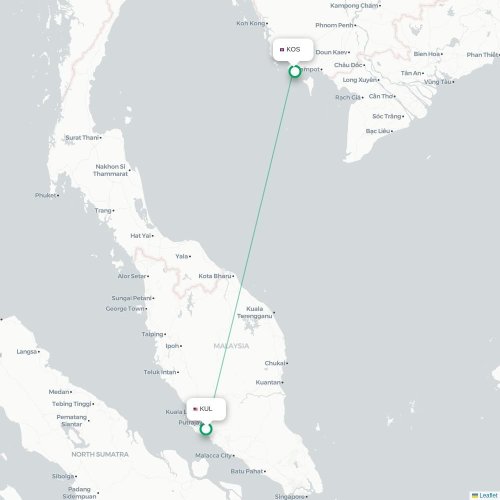 Mapa de vuelo directo Kuala Lumpur - Ciudad de Sihanoukville