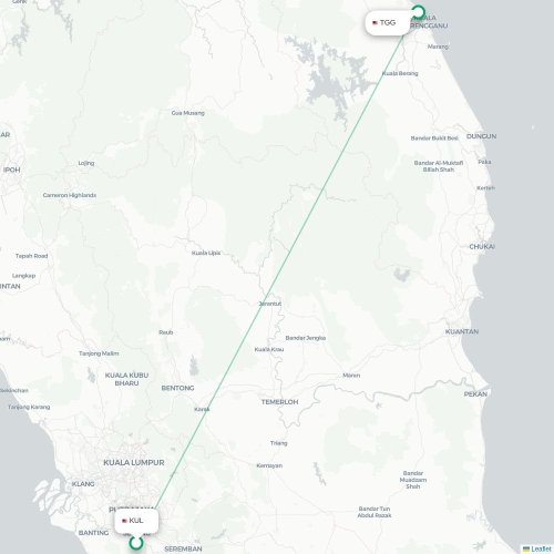Mapa de vuelo directo Kuala Lumpur - Kuala Terengganu
