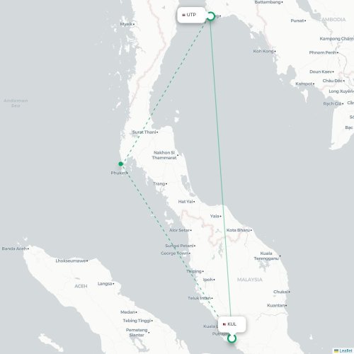 Mapa de vuelo directo Kuala Lumpur - Rayong