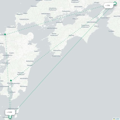 Mapa lotu bezpośredniego Yakushima – Osaka