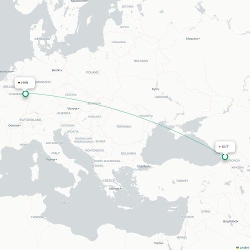 Mapa de vuelo directo Kutaisi - Fráncfort