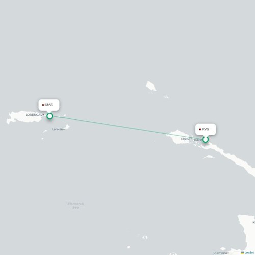 Mapa de vuelo directo Kavieng - Momote