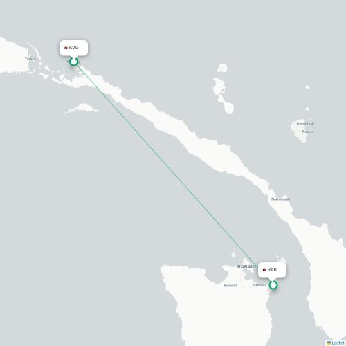 Mapa lotu bezpośredniego Kavieng – Rabaul