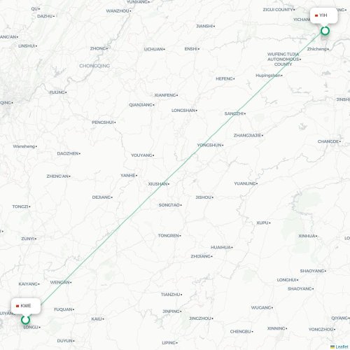 Mapa de vuelo directo Guiyang - Yichang
