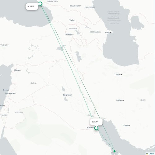 Mapa lotu bezpośredniego Kuwejt – Soczi