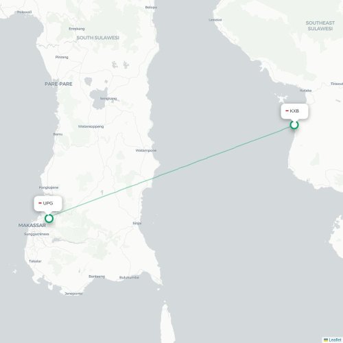 Mapa lotu bezpośredniego Kolaka – Makasar