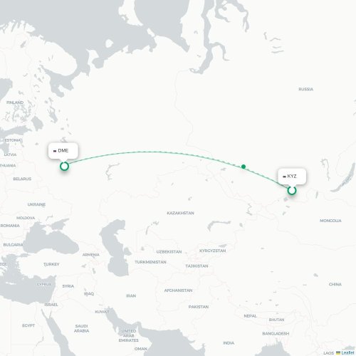 Mapa lotu bezpośredniego Kyzył – Moskwa
