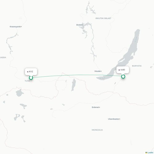 Mapa lotu bezpośredniego Kyzył – Ułan-Ude