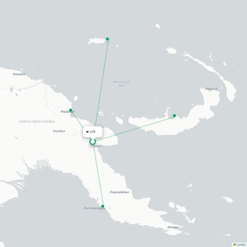Mapa lotu bezpośredniego Lae – Madang