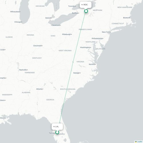 Mapa de vuelo directo Lakeland - Rochester