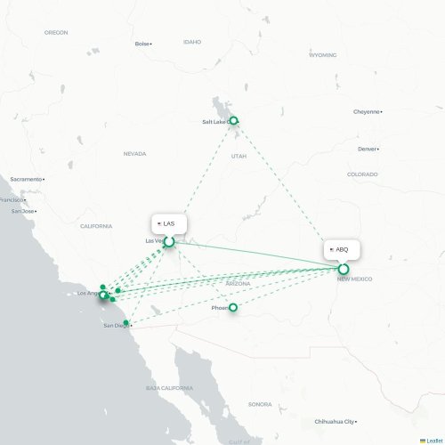 Mapa lotu bezpośredniego Las Vegas – Albuquerque