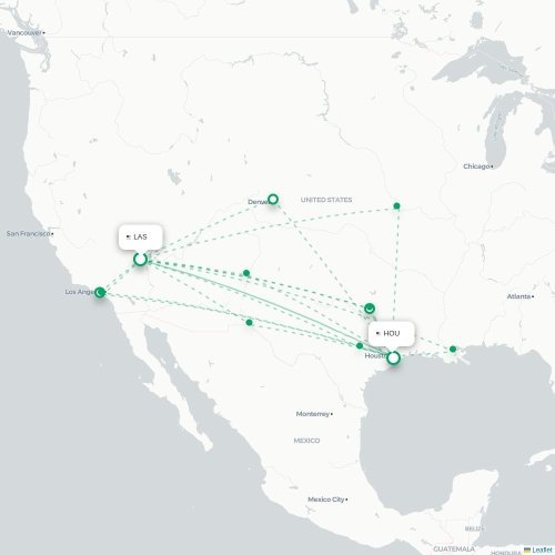 Mapa lotu bezpośredniego Las Vegas – Houston