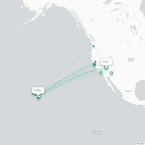 Mapa de vuelo directo Las Vegas - Kahului