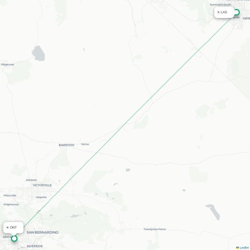 Mapa de vuelo directo Las Vegas - Ontario