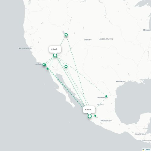 Las Vegas - Puerto Vallarta karta över direktflyg