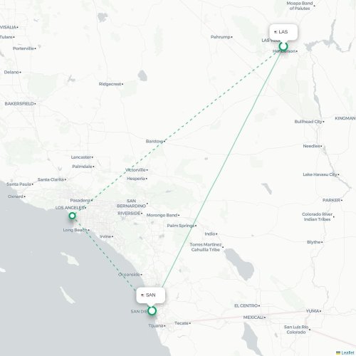 Mapa de vuelo directo Las Vegas - San Diego