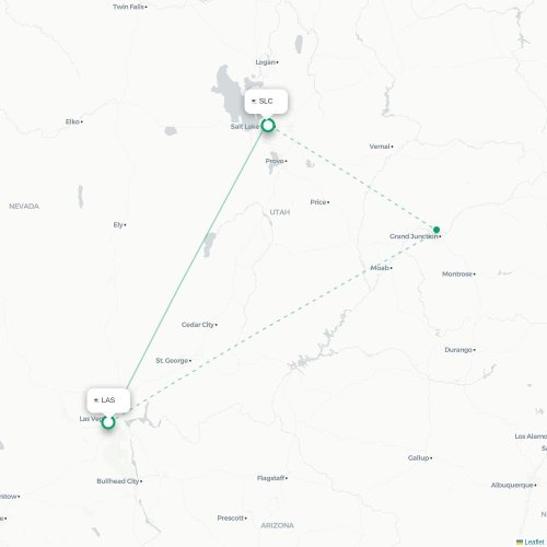 Mapa lotu bezpośredniego Las Vegas – Salt Lake City