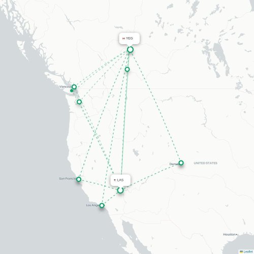 Mapa de vuelo directo Las Vegas - Edmonton