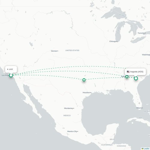 Mapa lotu bezpośredniego Los Angeles – Augusta