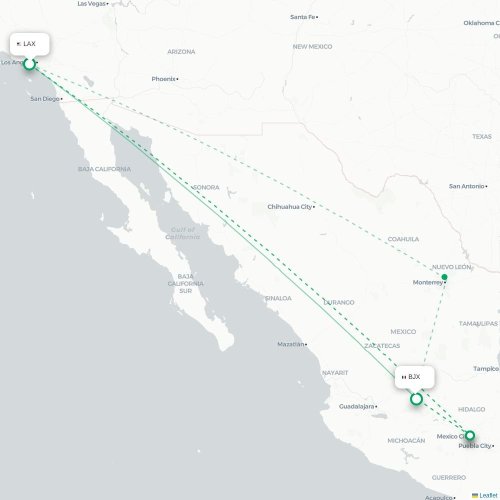 Los Angeles – León suoran lennon kartta