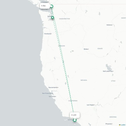 Mapa lotu bezpośredniego Los Angeles – Bellingham