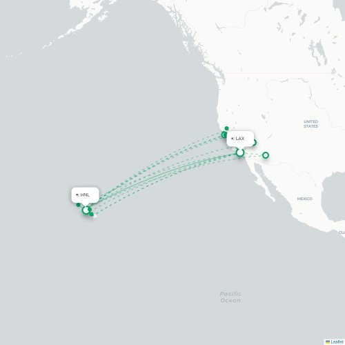 Mapa lotu bezpośredniego Los Angeles – Honolulu