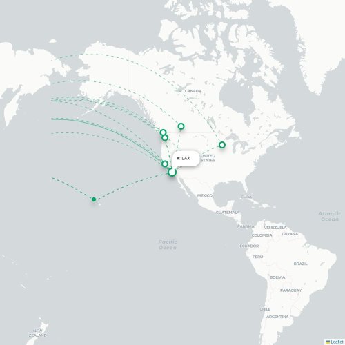 Mapa de vuelo directo Los Ángeles - Incheon
