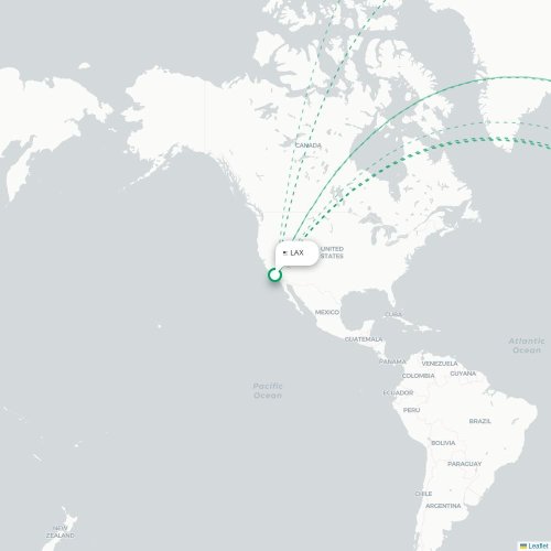 Los Angeles - Jeddah karta över direktflyg