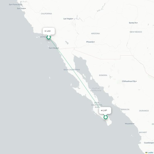Mapa lotu bezpośredniego Los Angeles – La Paz