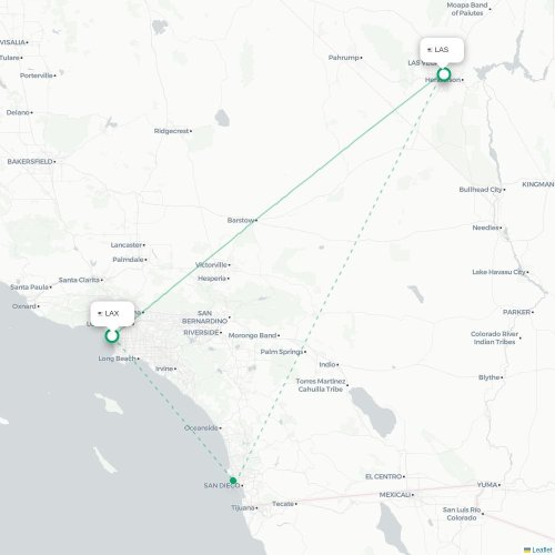 Mapa de vuelo directo Los Ángeles - Las Vegas