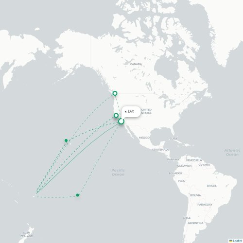Mapa lotu bezpośredniego Los Angeles – Nadi