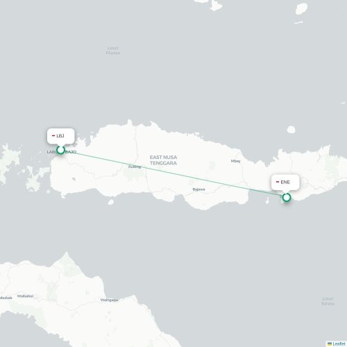 Mapa lotu bezpośredniego Labuan Bajo – Ende