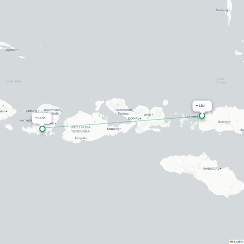 Mapa lotu bezpośredniego Labuan Bajo – Praya
