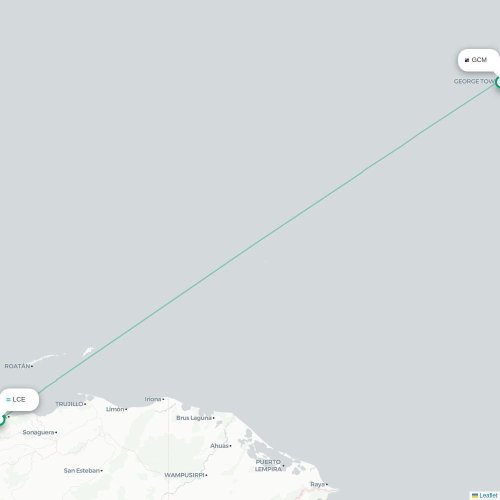 Mapa de vuelo directo La Ceiba - George Town