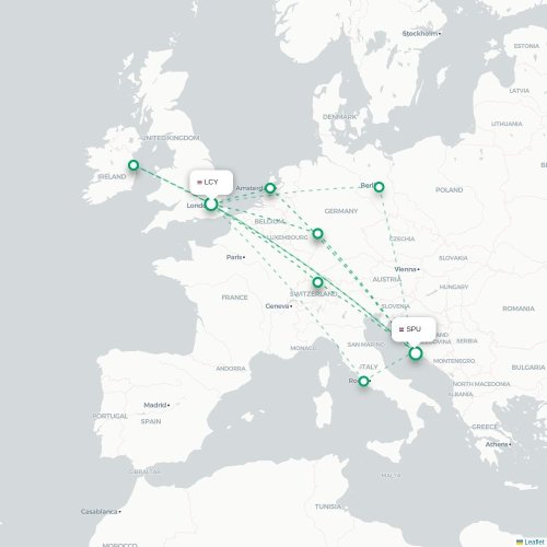 Mapa lotu bezpośredniego Londyn – Split