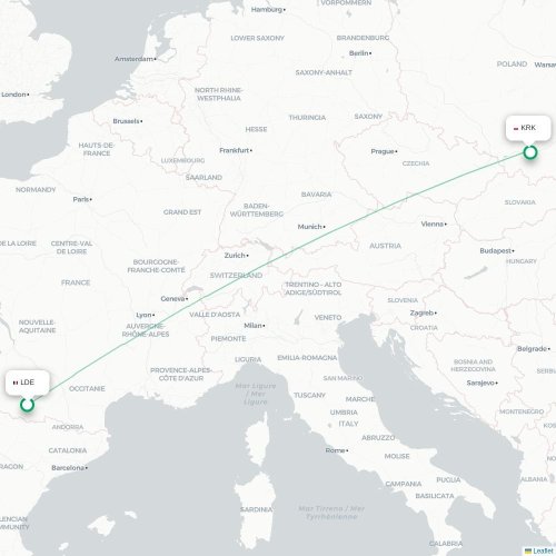 Lourdes - Cracovie carte du vol direct