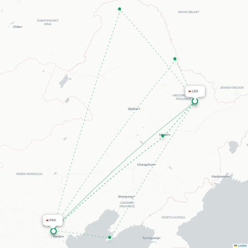 Mapa lotu bezpośredniego Yichun – Pekin