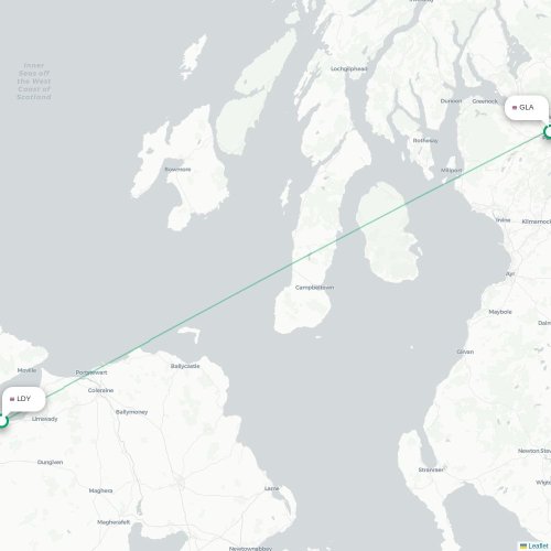 Mapa de vuelo directo Condado de Londonderry - Glasgow