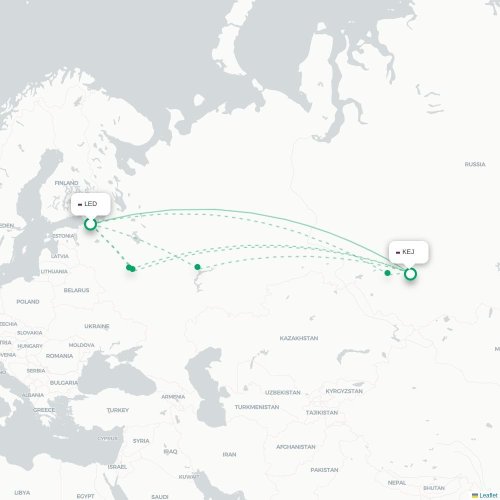 Sint-Petersburg - Kemerovo kaart van rechtstreekse vlucht