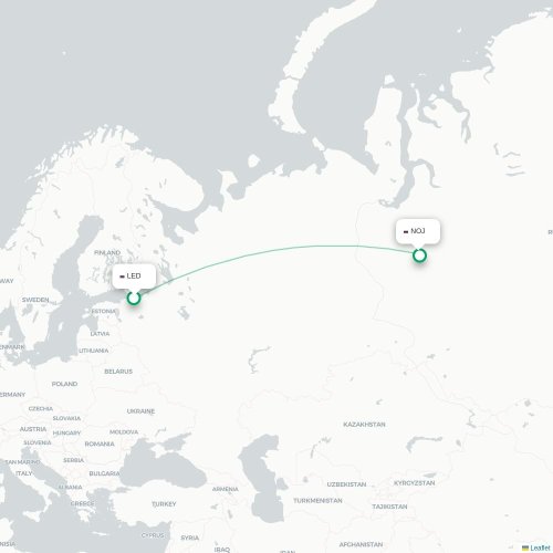 Mapa de vuelo directo San Petersburgo - Nojabr'sk
