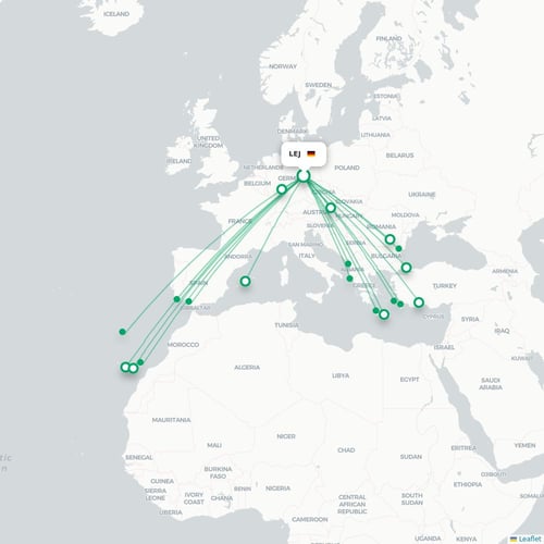 LEJ routes and destination map