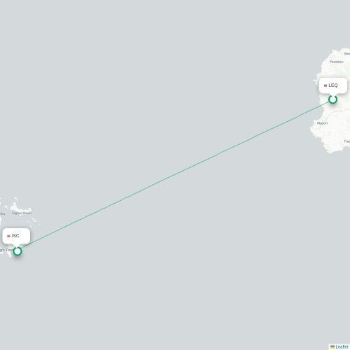 Mapa de vuelo directo Lands End, Cornualles - Islas Scilly