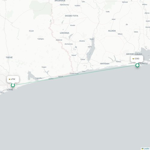 Lome - Cotonou karta över direktflyg