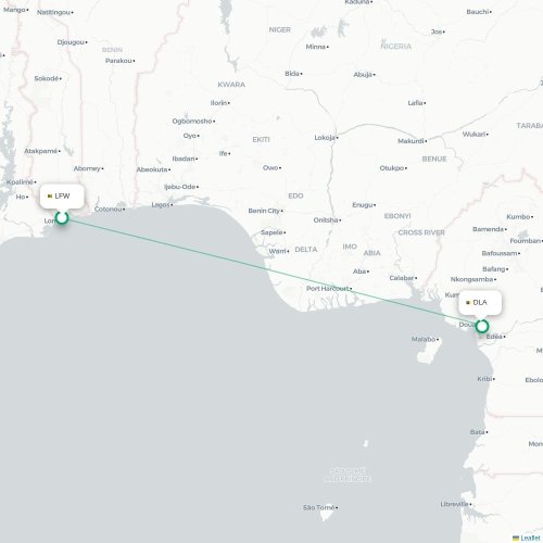 Lome - Douala karta över direktflyg