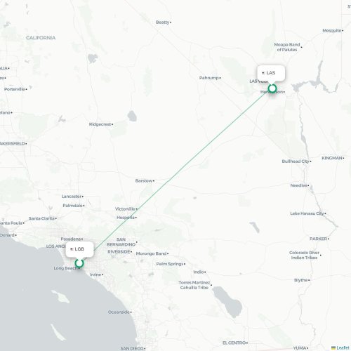 Mapa de vuelo directo Long Beach - Las Vegas